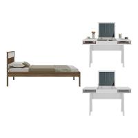 Cama De Solteiro Para Colchão 88 X 188 Cm Com Penteadeira 131,5cm Multimóveis CR35247 Nogal/branco - 3