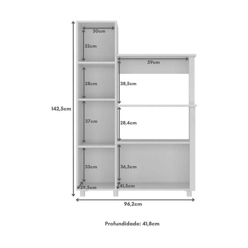 Balcão Multiuso 96,2cm Com Vidro 3 Portas Para Forno E Micro-ondas Multimóveis CR20343 Branco - 4