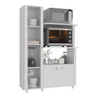 Balcão Multiuso 96,2cm Com Vidro 3 Portas Para Forno E Micro-ondas Multimóveis CR20343 Branco - 1