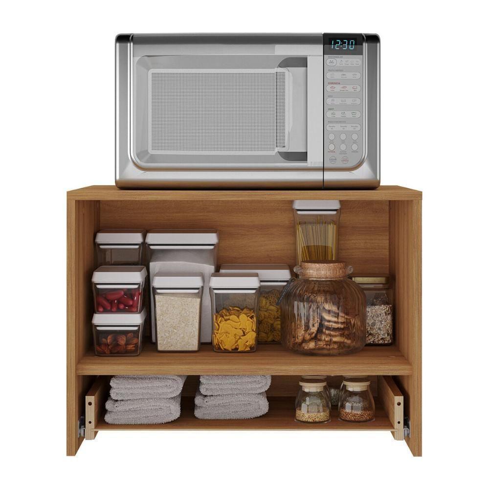 Balcão Suspenso Para Forno/micro-ondas 1 Porta E 1 Gaveta Multimóveis CR20345 Amêndoa - 3