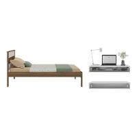 Cama De Solteiro Para Colchão 88 X 188 Cm Com Penteadeira 90cm Suspensa Multimóveis CR35248 Nogal/branco - 3