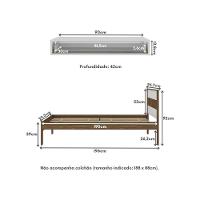 Cama De Solteiro Para Colchão 88 X 188 Cm Com Penteadeira 90cm Suspensa Multimóveis CR35248 Nogal/branco