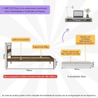 Cama De Solteiro Para Colchão 88 X 188 Cm Com Penteadeira 90cm Suspensa Multimóveis CR35248 Nogal/branco - 5