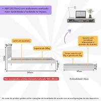 Cama De Solteiro Para Colchão 88 X 188 Cm Com Penteadeira 90cm Suspensa Multimóveis CR35248 Branco - 2