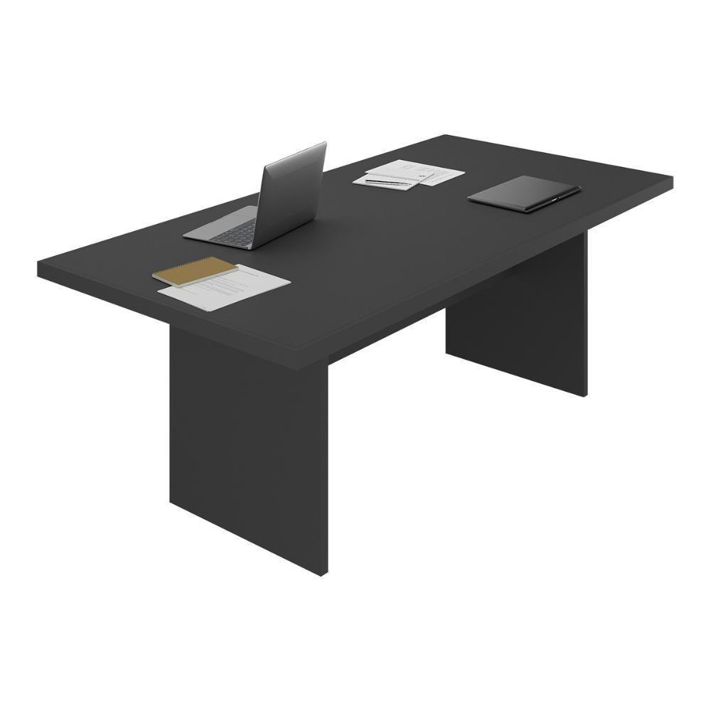 Mesa De Escritório 200cm Para Reunião Com Tampo 30mm Multimóveis CR25281 Preto - 1