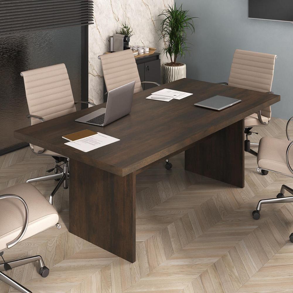 Mesa De Escritório 200cm Para Reunião Com Tampo 30mm Multimóveis CR25281 Rústico - 6