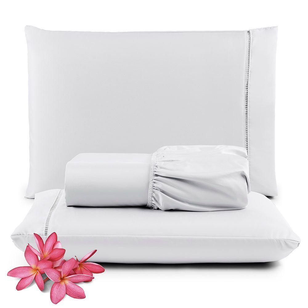 Jogo De Lençol Primor King 3 Peças Percal 400 Fios Ponto Palito - Branco - 1