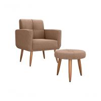 Kit Poltrona Decorativa Sala + Puff Havana Matrix Marrom - 1