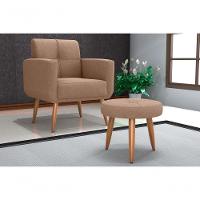 Kit Poltrona Decorativa Sala + Puff Havana Matrix Marrom - 6