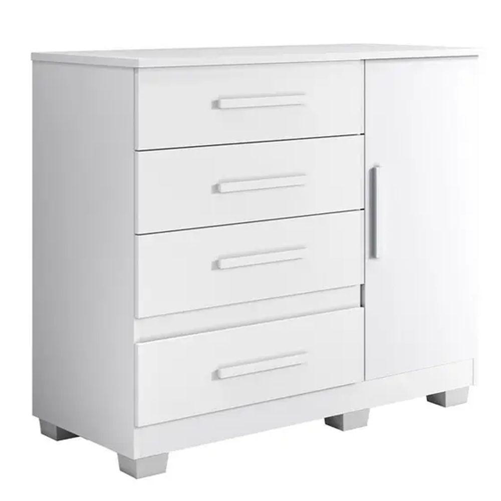 Comoda New Florença Quarto Com 4 Gavetas E 1 Porta - Branco - 1
