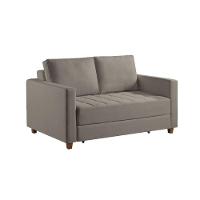 Sofá Cama Marcelle 2 Lugares 150 Casal Veludo Paris Pés De Madeira Talento Móveis Grafite Com Castanho - 1