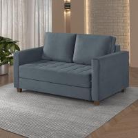 Sofá Cama Marcelle 2 Lugares 150 Casal Veludo Paris Pés De Madeira Talento Móveis Grafite Com Castanho - 7