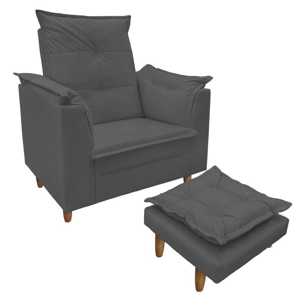 Poltrona De Amamentação Com Puff Isabella Luxo Bellamado Cinza - 1