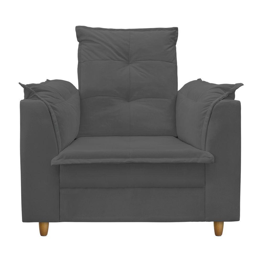 Poltrona De Amamentação Com Puff Isabella Luxo Bellamado Cinza - 4