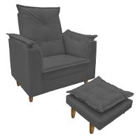 Poltrona De Amamentação Com Puff Isabella Luxo Bellamado Cinza - 1