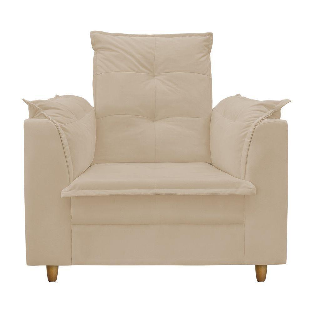 Poltrona De Amamentação Com Puff Isabella Luxo Bellamado Bege - 3