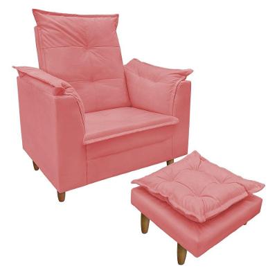 Poltrona De Amamentação Com Puff Isabella Luxo Bellamado Rosa