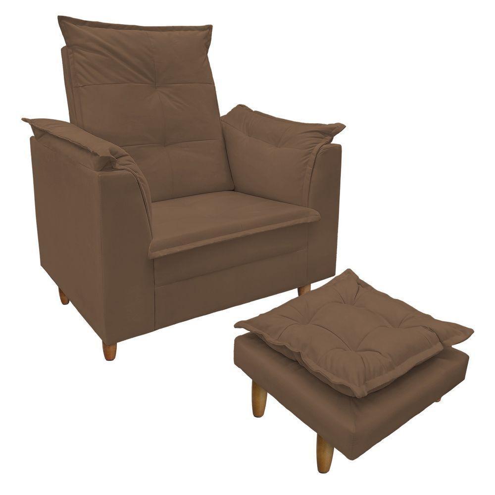 Poltrona De Amamentação Com Puff Isabella Luxo Bellamado Marrom - 1