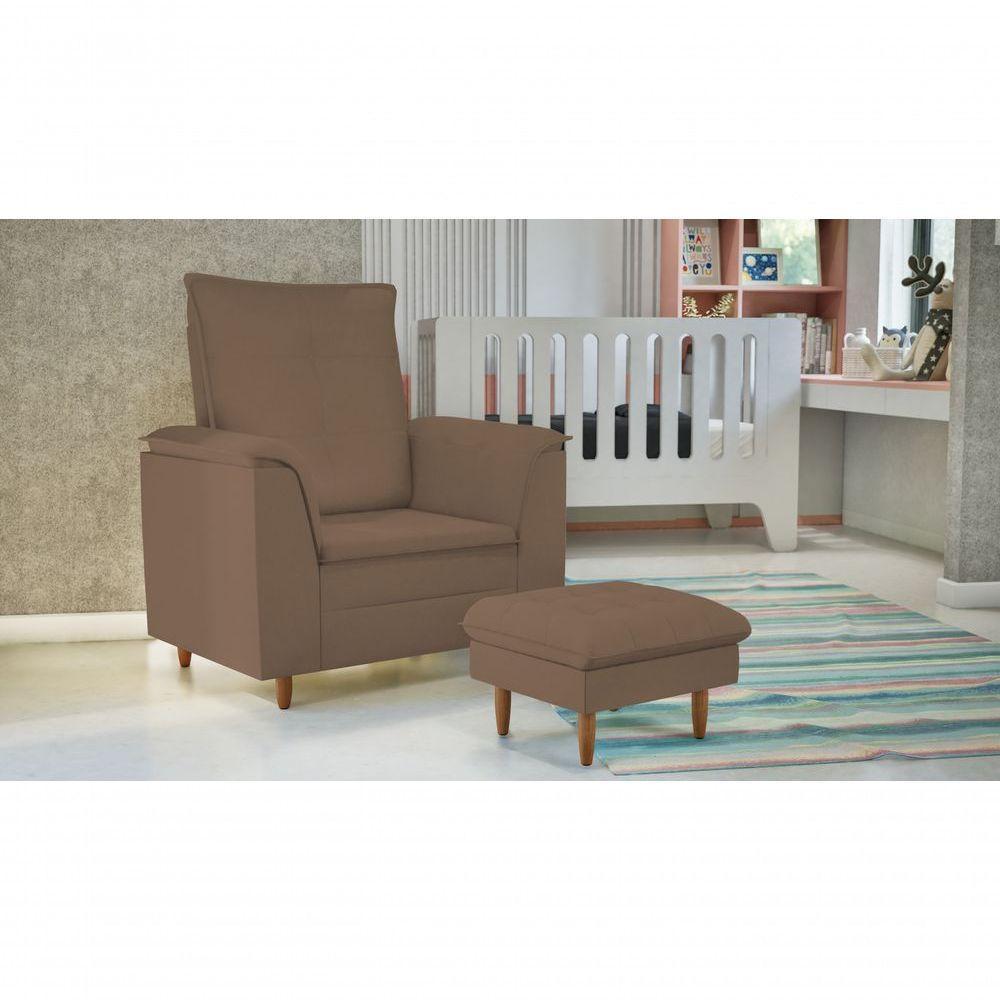 Poltrona De Amamentação Com Puff Isabella Luxo Bellamado Marrom - 2