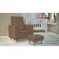 Poltrona De Amamentação Com Puff Isabella Luxo Bellamado Marrom - 2