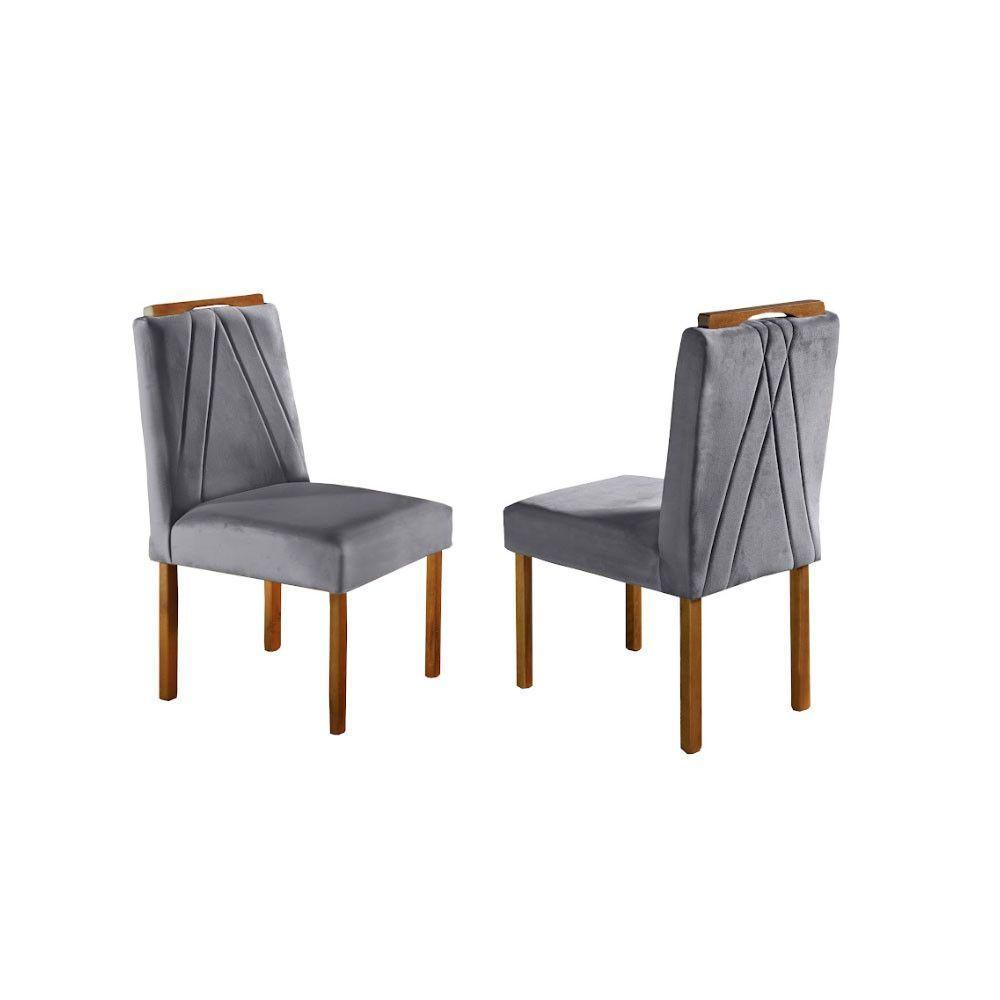 Conjunto Sala De Jantar Mesa Lisy Com 6 Cadeira Safira Mel Off White Cinza Profundo - 2