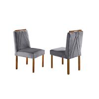 Conjunto Sala De Jantar Mesa Lisy Com 6 Cadeira Safira Mel Off White Cinza Profundo - 2