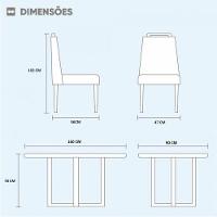 Conjunto Sala De Jantar Mesa Lisy Com 6 Cadeira Safira Mel Off White Cinza Profundo - 5