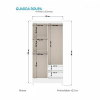 Guarda Roupa Solteiro Com Pés 4 Portas 2 Gavetas Branco - 2