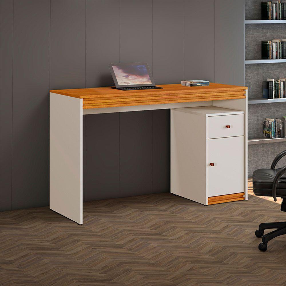 Mesa De Estudo 1 Porta E 1 Gaveta Madrid 1200 Mavaular Off White Com Naturalle - 4