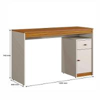 Mesa De Estudo 1 Porta E 1 Gaveta Madrid 1200 Mavaular Off White Com Naturalle - 3
