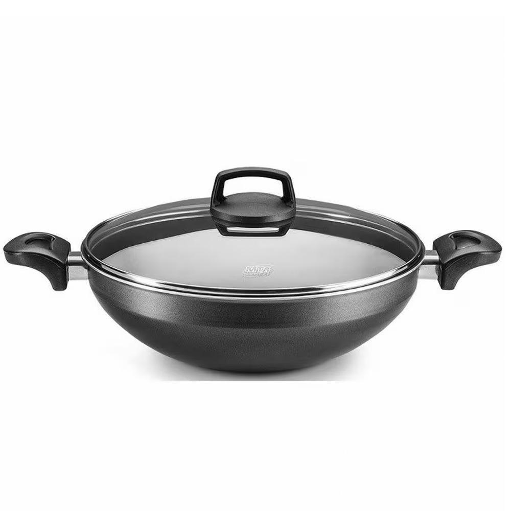 Panela Wok Mta Supra N28 Antiaderente 4,3 Litros Com Tampa De Vidro Grafite - 1