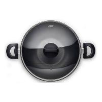 Panela Wok Mta Supra N28 Antiaderente 4,3 Litros Com Tampa De Vidro Grafite - 4
