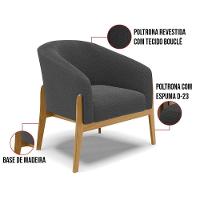 Cadeira Sala De Jantar Base De Madeira Kit 2 Stella Bouclê D03 - D'rossi Cor Grafite - 6