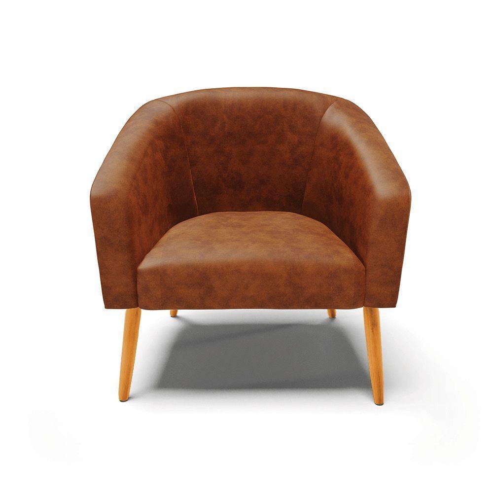 Cadeira Sala De Jantar Pé Palito Castanho Stella Sintético Pu D03 - D\'rossi Cor Nozes - 1