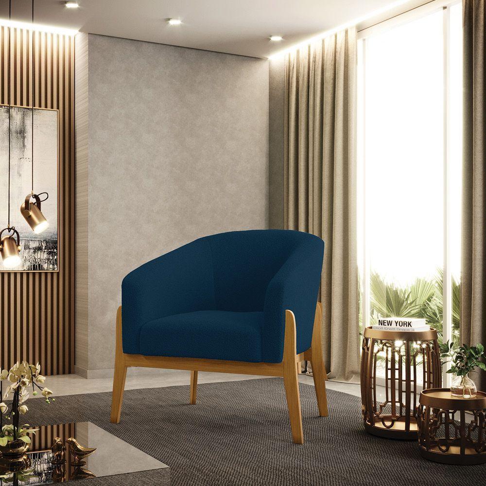 Cadeira Sala De Jantar Base De Madeira Stella Bouclê D03 - D\'rossi Cor Azul - 6