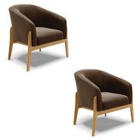 Cadeira Sala De Jantar Base De Madeira Kit 2 Stella Suede D03 - D'rossi Cor Marrom - 1