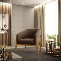 Cadeira Sala De Jantar Base De Madeira Kit 2 Stella Suede D03 - D'rossi Cor Marrom - 7