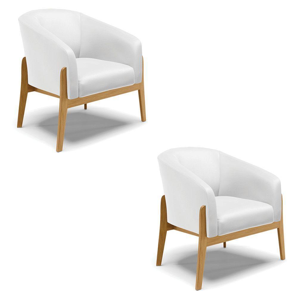 Cadeira Sala De Jantar Base De Madeira Kit 2 Stella Sintético D03 - D'rossi Cor Branco - 1