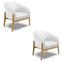 Cadeira Sala De Jantar Base De Madeira Kit 2 Stella Sintético D03 - D'rossi Cor Branco - 1