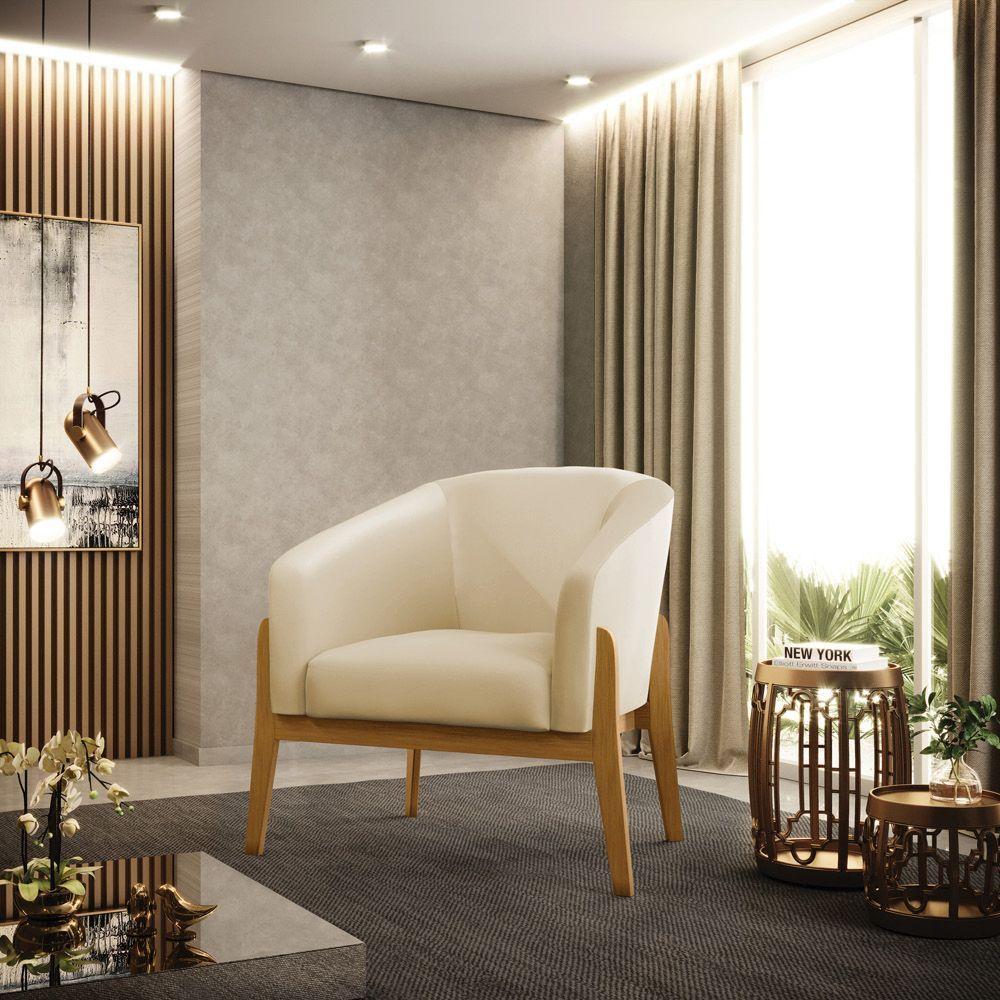 Cadeira Sala De Jantar Base De Madeira Kit 2 Stella Sintético D03 - D'rossi Cor Bege - 6