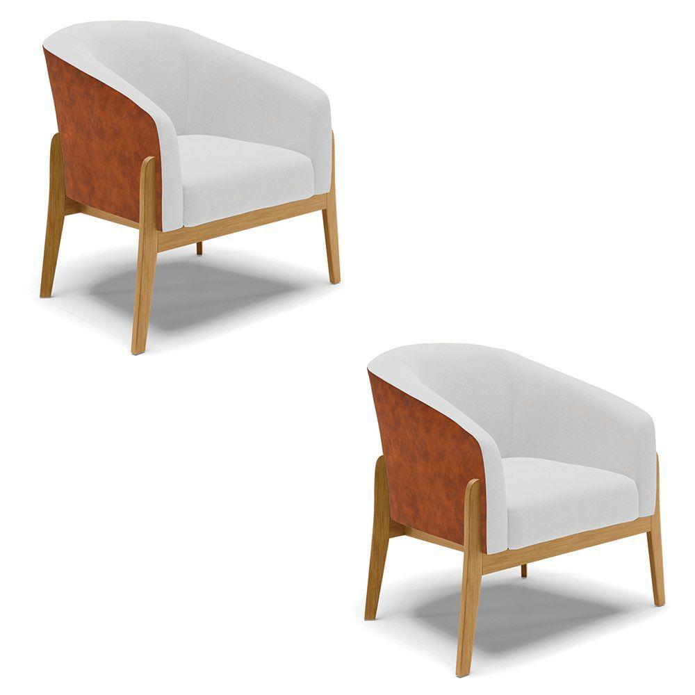 Cadeira Sala De Jantar Base De Madeira Kit 2 Stella Noz/linho D03 - D'rossi Cor Cinza - 1