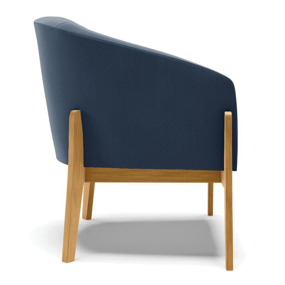 Cadeira Sala De Jantar Base De Madeira Kit 2 Stella Suede D03 - D'rossi Cor Azul Marinho - 2