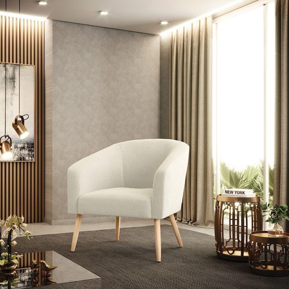 Cadeira Sala De Jantar Pé Palito Natural Kit 2 Stella Bouclê D03 - D\'rossi Cor Bege - 2