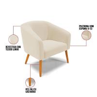 Cadeira Sala De Jantar Pé Palito Castanho Stella Linho D03 - D\'rossi Cor Bege - 6