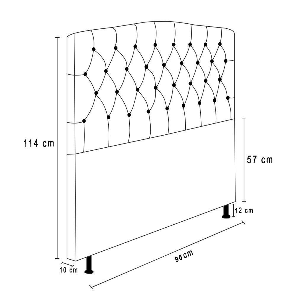 Cabeceira Greta Para Cama Box Solteiro 90 Cm Suede Bege - D'rossi - 2