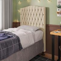 Cabeceira Greta Para Cama Box Solteiro 90 Cm Suede Bege - D'rossi - 4