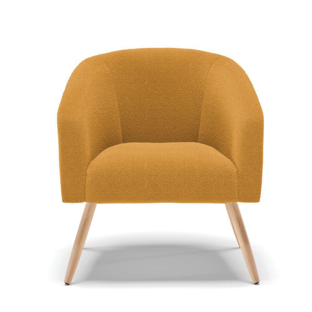 Cadeira Sala De Jantar Pé Palito Natural Kit 2 Stella Bouclê D03 - D\'rossi Cor Mostarda - 5