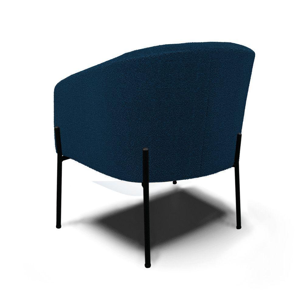 Cadeira Sala De Jantar Pé De Ferro Preto Stella Bouclê D03 - D\'rossi Cor Azul - 2