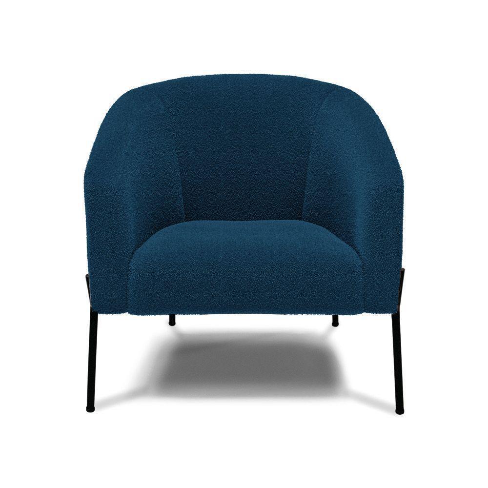 Cadeira Sala De Jantar Pé De Ferro Preto Stella Bouclê D03 - D\'rossi Cor Azul - 4