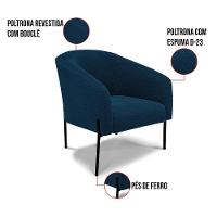 Cadeira Sala De Jantar Pé De Ferro Preto Stella Bouclê D03 - D\'rossi Cor Azul - 5